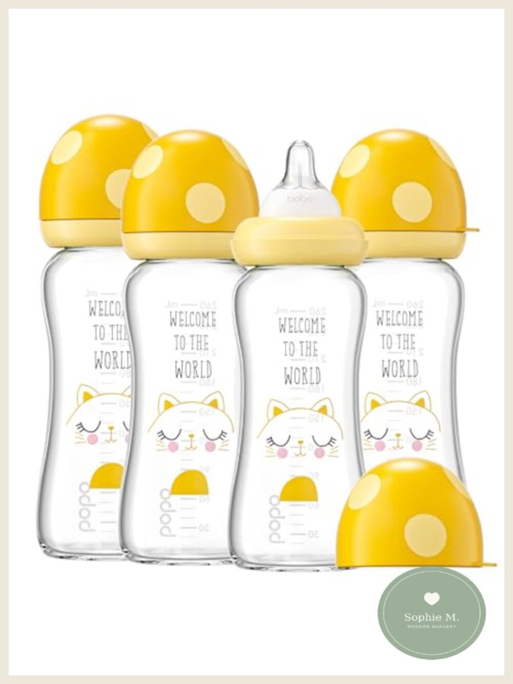 Borosilicate Glass Anti-Colic Baby Bottles 8.8oz 4-Pack BPA Free Vented
